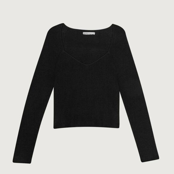 OAK + FORT SWEETHEART NECKLINE TOP - Picture 1 of 15